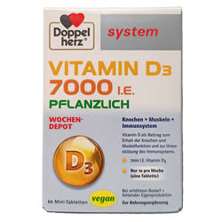 DOPPELHERZ Vitamin D3 7000 I.E. pflanzlich sys.TAB